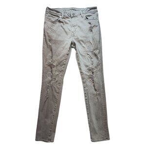 American Eagle Men Airflex+ Slim Jeans Size 33x32 Gray Distressed Casual Classic